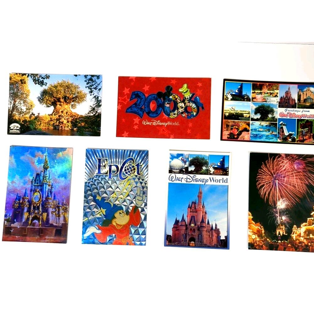 Vintage Walt Disney World Postcard Lot of 7 2006 - 3 Foil Holographic Cards